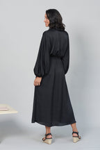 Georgina Long Sleeve Dress Black with Collar