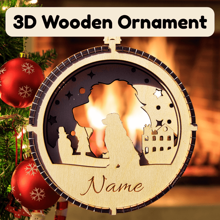 3D Wooden Dog Ornament: Australian Shepherd