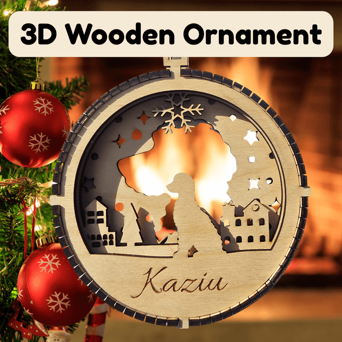 3D Wooden Dog Ornament: Goldendoodle