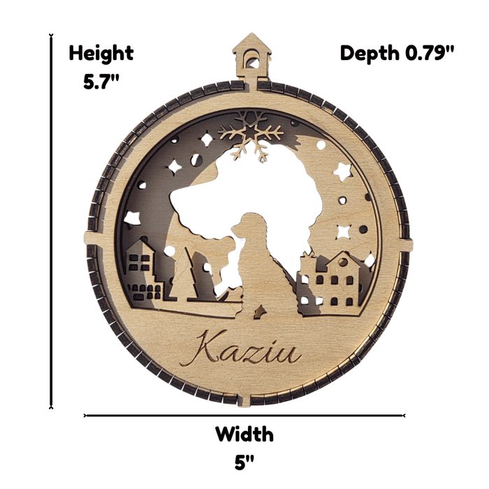 3D Wooden Dog Ornament: Goldendoodle