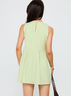 Dreamboat Pleated Mini Dress Matcha