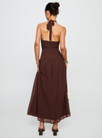 Chestnut Drop Waist Maxi Dress Brown