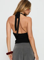 Korienna Halter Chiffon Top Black