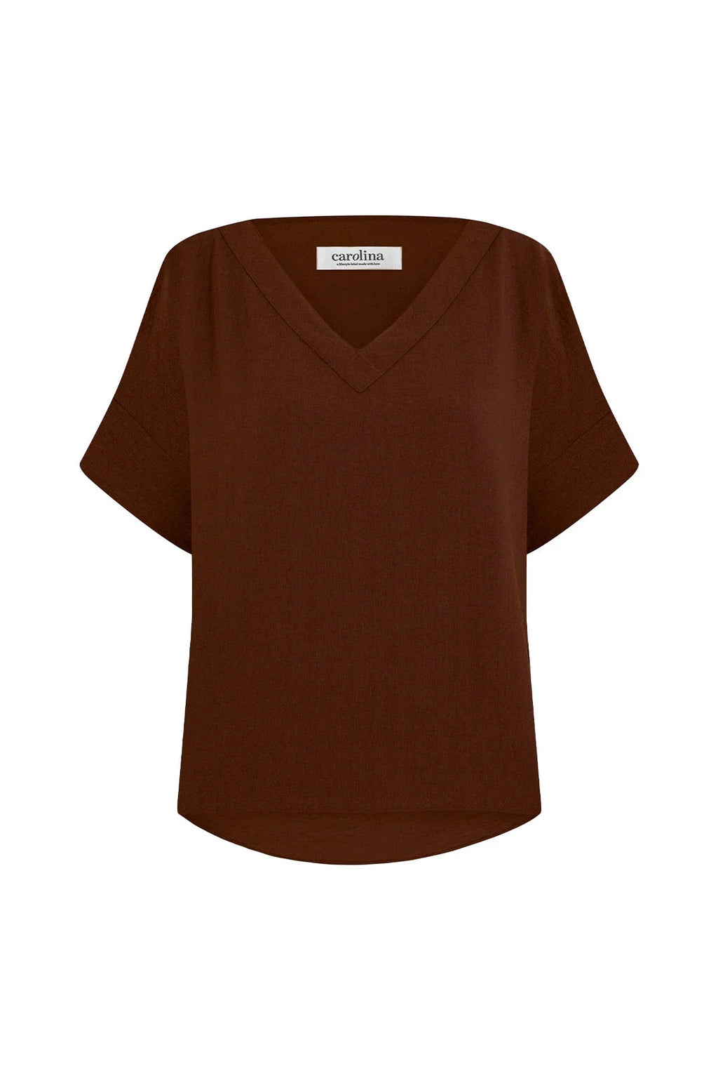Gemma Short Sleeve V Neck Top Mocha