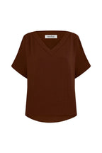 Gemma Short Sleeve V Neck Top Mocha