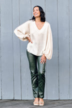 Lucia Metallic Olive Jeans
