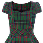 Claudia 50s Style Green Tartan Swing Dress