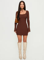 Brownhall Long Sleeve Mini Dress Mocha
