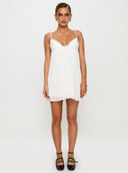 Baby Honey Pleat Mini Dress White