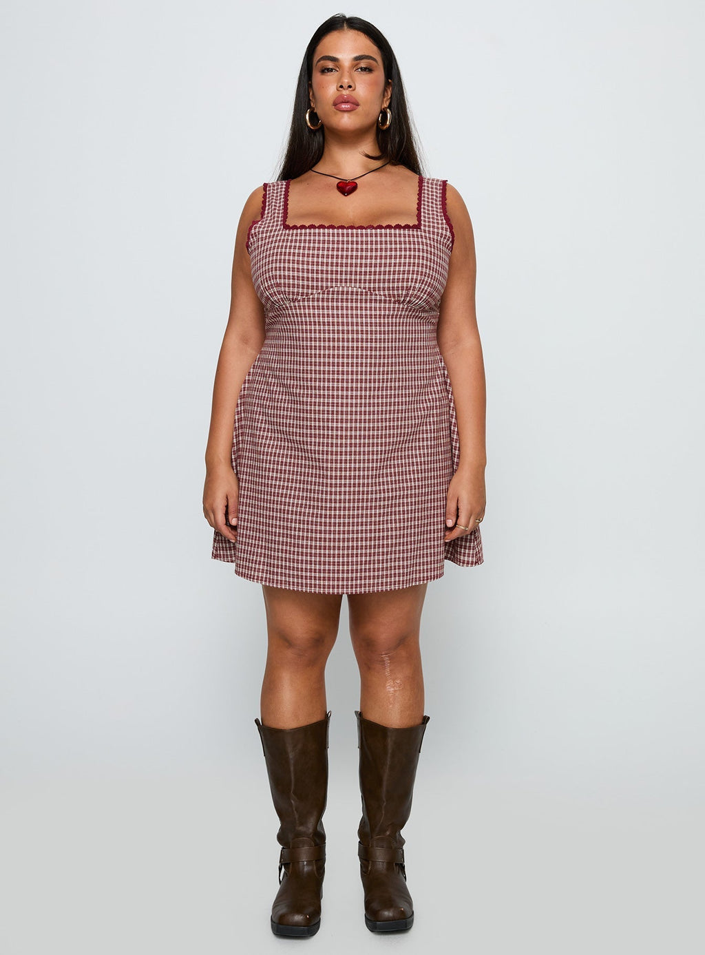 Dasha Mini Dress Red Check Curve