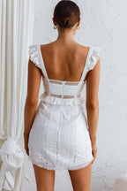 Emilita Frill Strap Lace Dress White