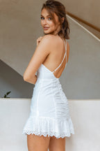 Eliza Tied Bust Ruched Mini Dress White