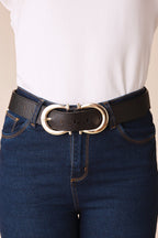 Ivy Double Buckle Belt Black Soft Leather