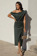 Roslyn Off Shoulder Midi Dress Military Green