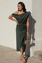 Roslyn Off Shoulder Midi Dress Military Green