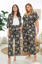 Maui Palm Print Pants in Black and Green