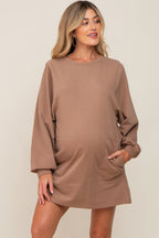 Mocha Ultra Soft Maternity Sweatshirt Dress