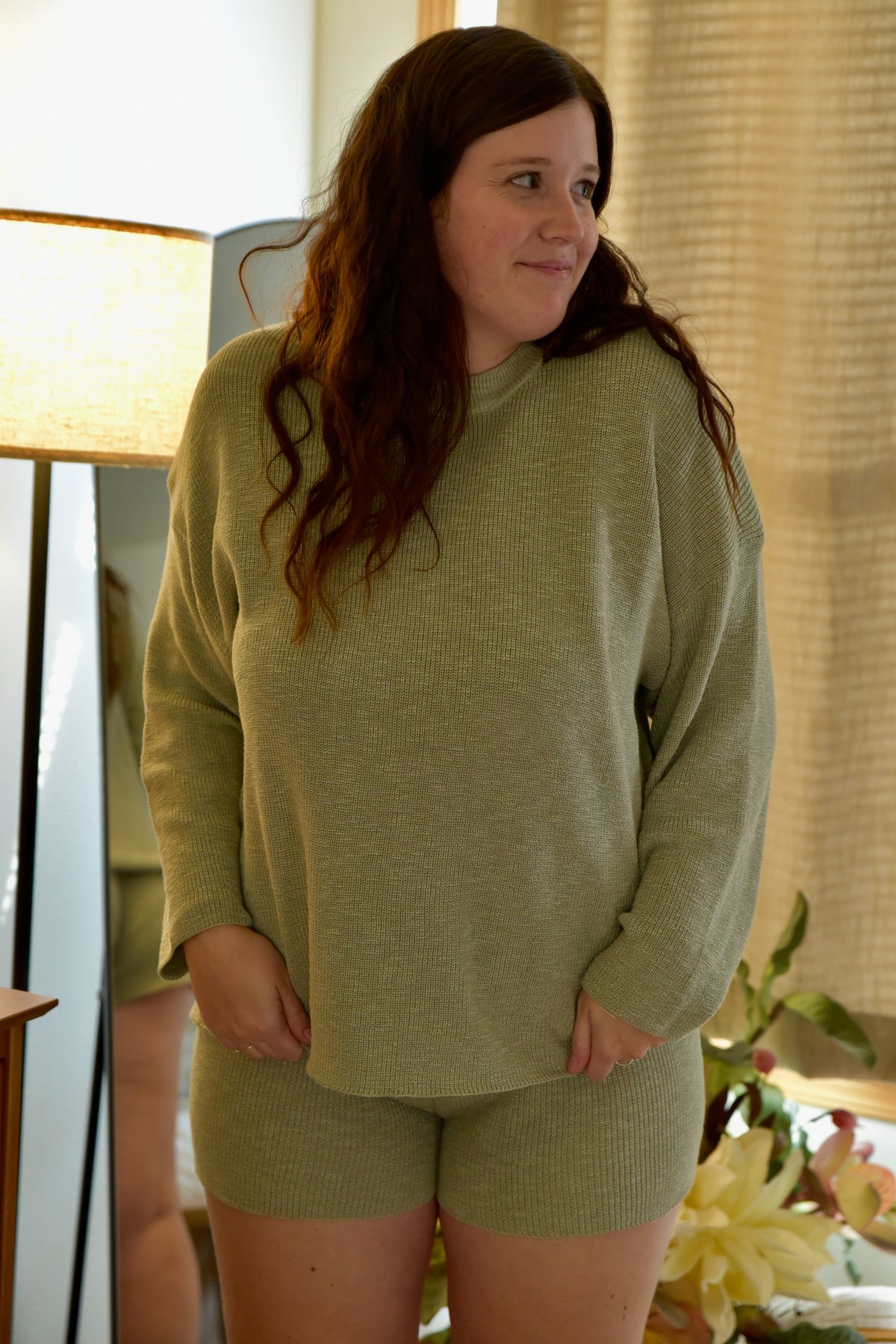 Sage Sweater and Short Maternity Set