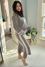 Grey Striped Long Sleeve Maternity Set