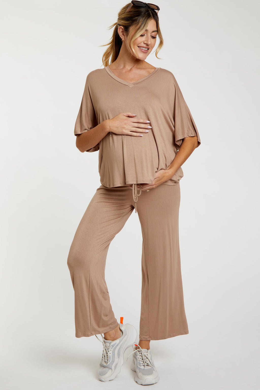 Mocha Cropped Pant Maternity Set
