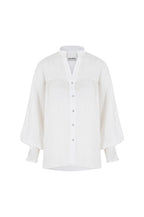 Adriana Long Sleeve Linen Top in White