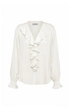 Alyssa Ruffle V-Neck Long Sleeve Top Ivory - Pre Order