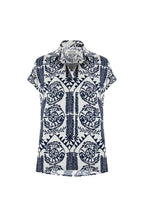 Antonella Collared Short Sleeve Top Navy