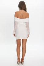 Dangerous Off Shoulder Waist Tie Mini Dress White