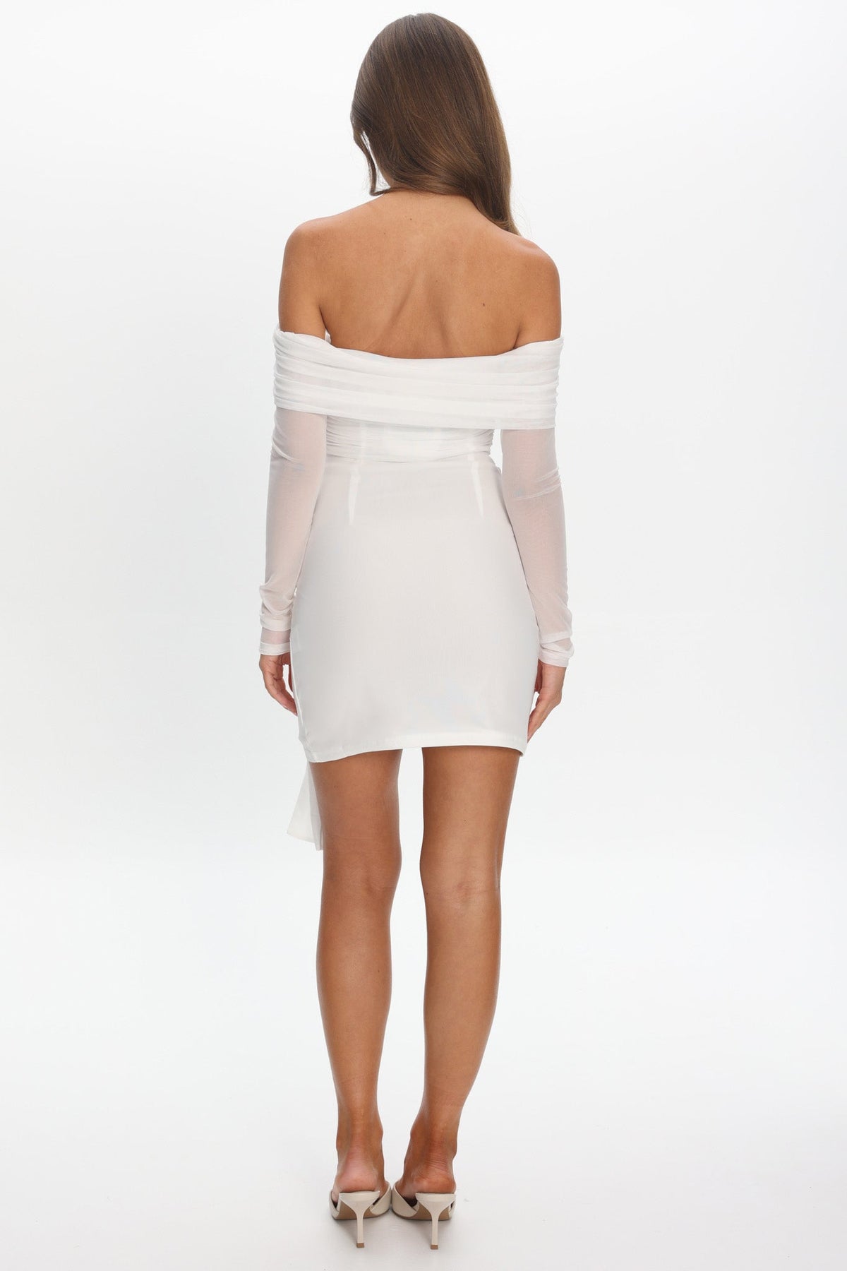 Dangerous Off Shoulder Waist Tie Mini Dress White