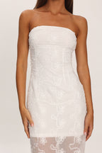 Arlise Strapless Lace Maxi Dress White