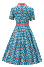 Mabel Baby Deer Midi Shirt Dress In Blue