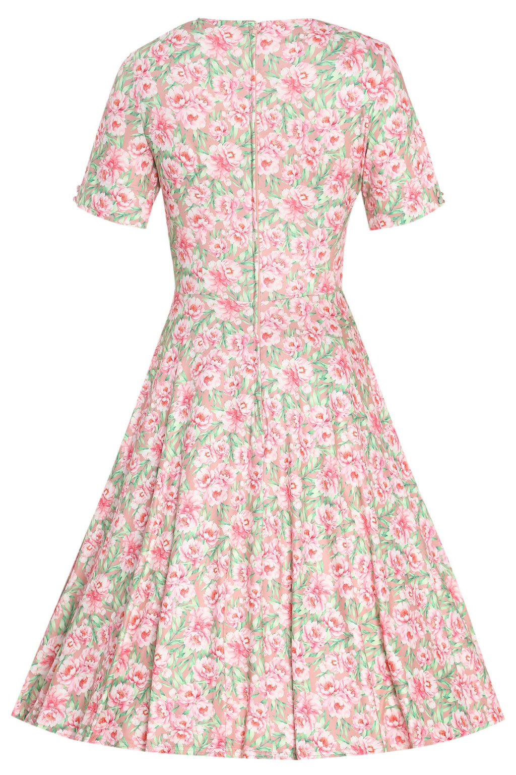 Brenda Pink Floral Short Sleeved Dress