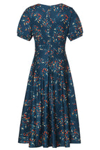 Julia 50s Style Blue Chili Print Dress
