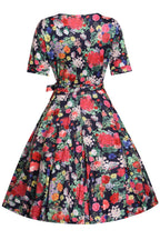 Matilda Navy Blue Midnight Garden Floral Wrap Dress