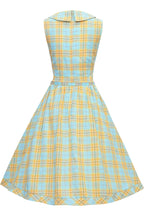 Maverick 50s Style Blue & Yellow Check Shirt Dress