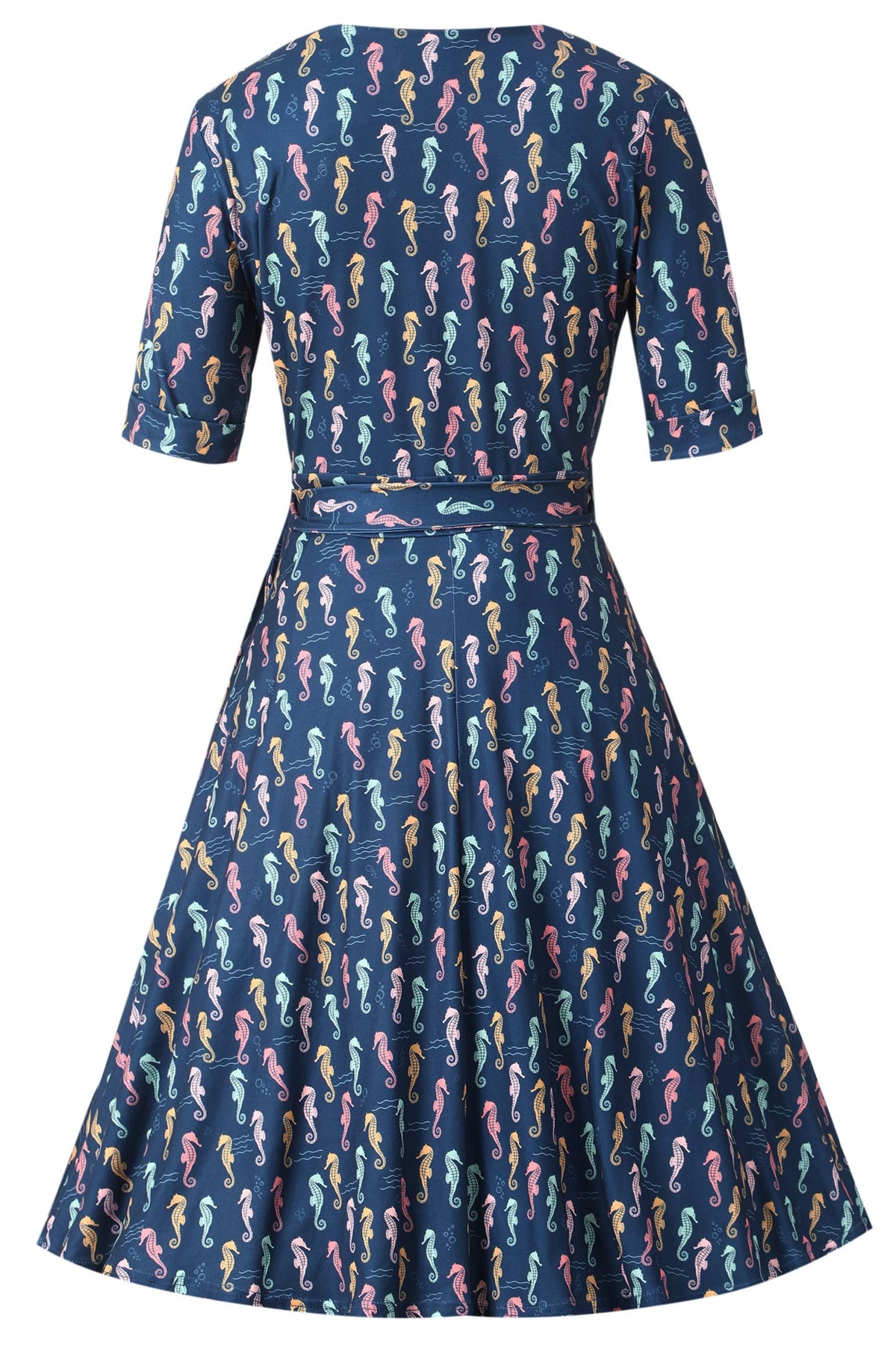 Matilda Navy Blue Seahorse Wrap Dress
