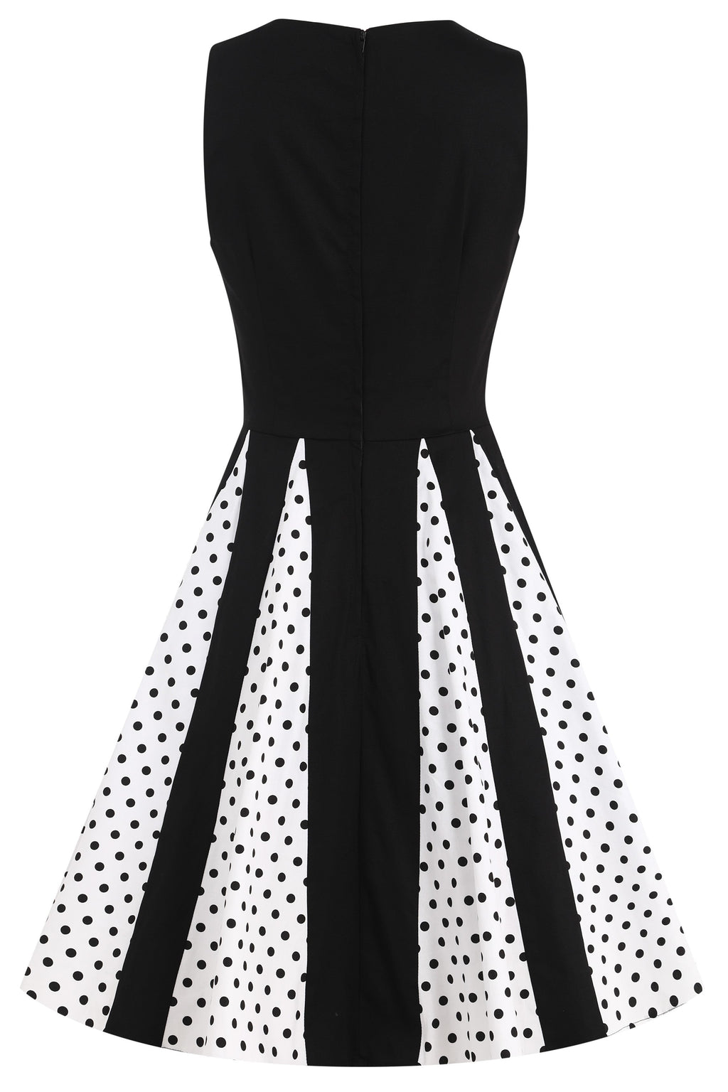 Judith Pleated Black Dress With White Polka Dots