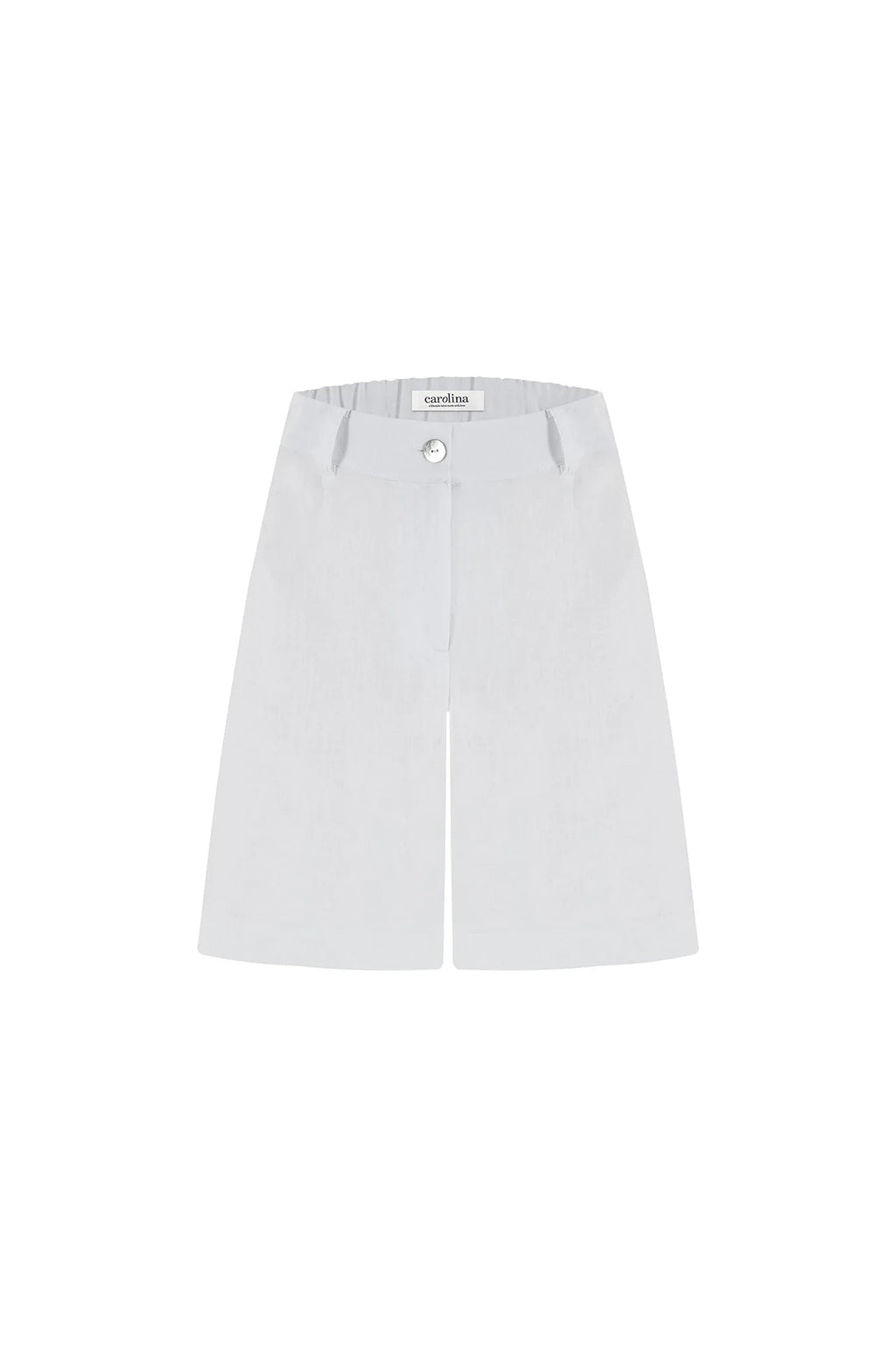 Bermuda Linen Cuffed Shorts White