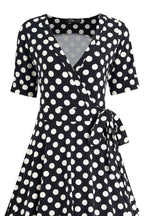 Matilda Black & White Polka Knit Wrap Dress