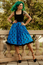 Amanda Blue & Black Polka Dot Flared Dress