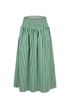 Brooke Midi A-Line Skirt Striped Emerald & White