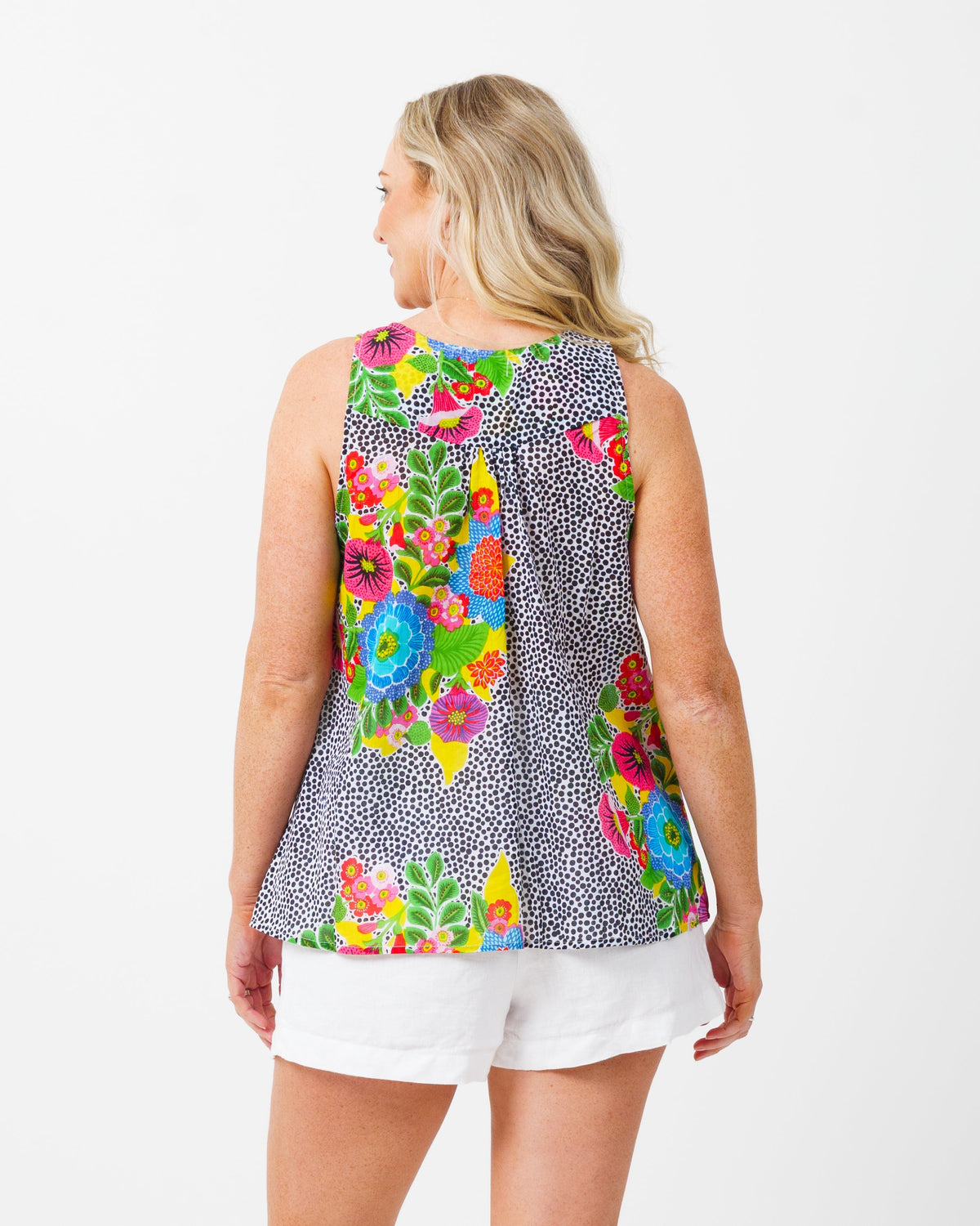 Chilli Mid-length Top in Dotty Floral