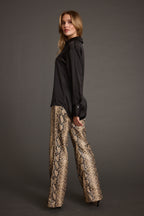 Cash Black Satin Button Down Top