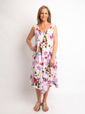 Sleeveless A-line dress in Lilac Floral