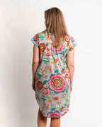 Magnetic Cap-sleeve Dress in Grey Pink Garden