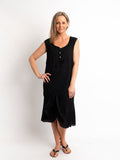 Epiphany Sleeveless Black Cotton Mid-length Dress