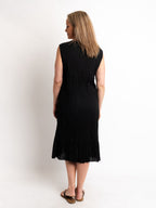 Epiphany Sleeveless Black Cotton Mid-length Dress