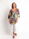 Poncho Style V-neck Top with Drawstring
