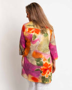 Long Pleated Shirt in Orange Pink