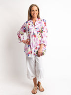 Versatile Summer Top in Lilac and White